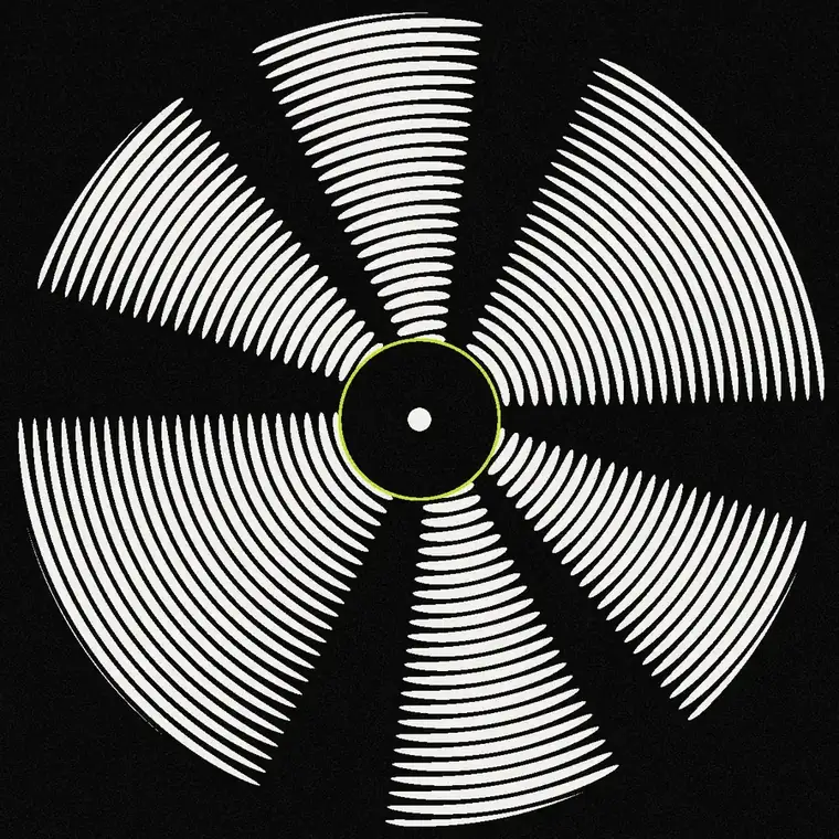 Pochette du remix Ferrite Loop — rosace de sillons concentriques